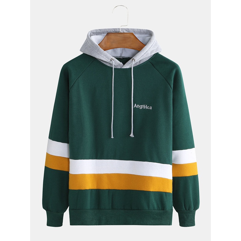 Men’s Casual Sweatshirt Trend Fashion Loose Color-blocked Hooded Sweaters