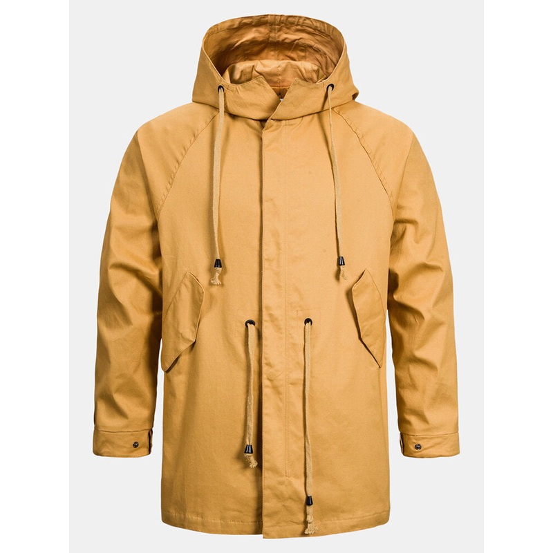 Men’s New Leisure Cotton Hooded Mid Long Jacket