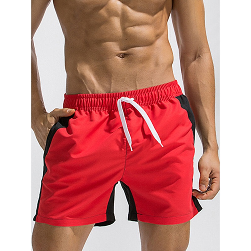 Men Stitching Drawstring Quick Dry Board Shorts