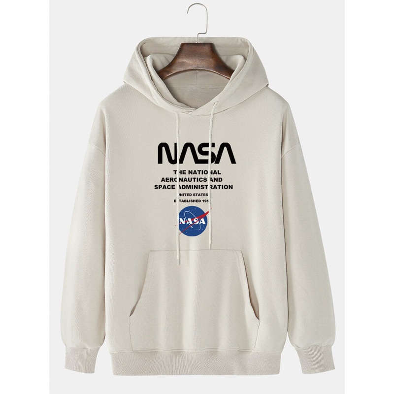 Mens Slogan Graphic Print Casual Loose Drawstring Hoodie With Kangaroo Pocket
