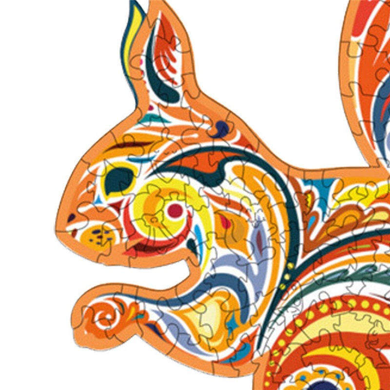A3/A4/A5 Wooden Squirrel Pattern Puzzle Colorful Mysterious Charming Early Education Puzzle Art Toys Gifts for Childrens Adults