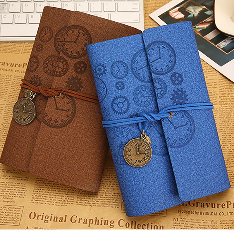 A6 Retro Style Notebook Creative  Spiral Ring Binder Leather Notepad Small Journal Book School Stationery Supplies