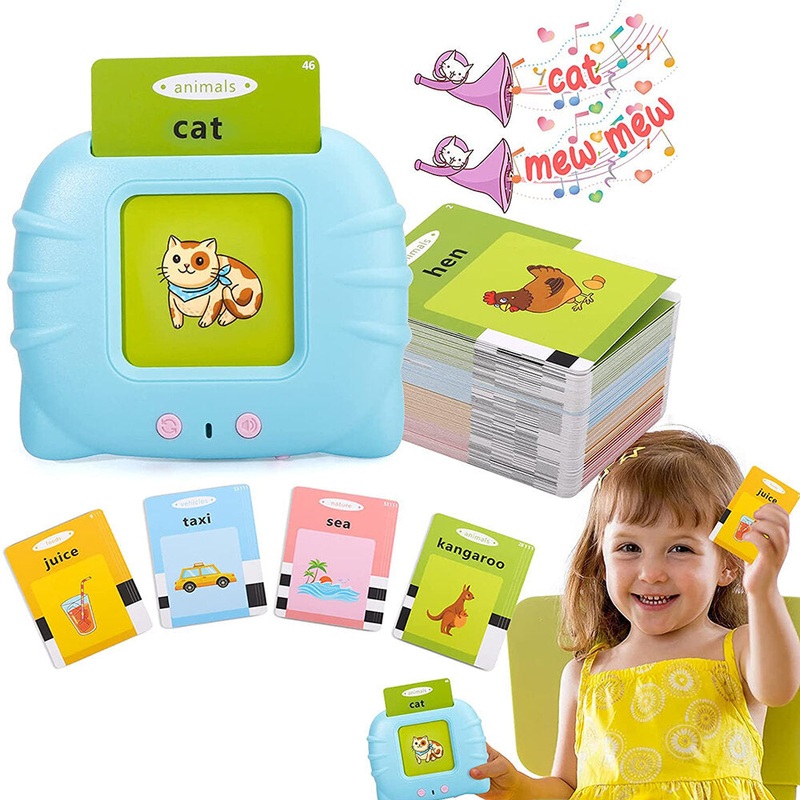 Audible Letter Machine with 112 Pcs Word Flash Cards Early Educational Machine See and Spell Toy for 0-5 Years Old Toddler Kids Preschool Learning Supplies