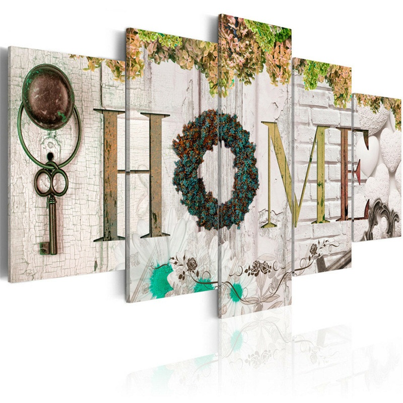 Canvas Print Painting Wall Decor Letter HOME Wall Hanging Decorative Art Pictures Frameless for Home Office