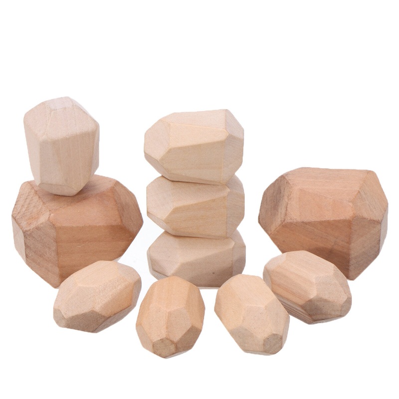 Children’s Wooden Colored Stone Jenga Building Block Toy Educational Toys Creative Stacking Block Balance Game Gift Toy