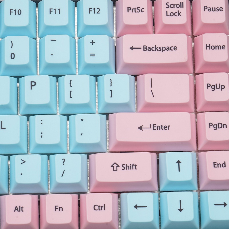 KBDfans 78/98/122 Keys Pink&Blue Keycap Set Cherry Profile PBT Sublimation Keycaps for Mechanical Keyboard