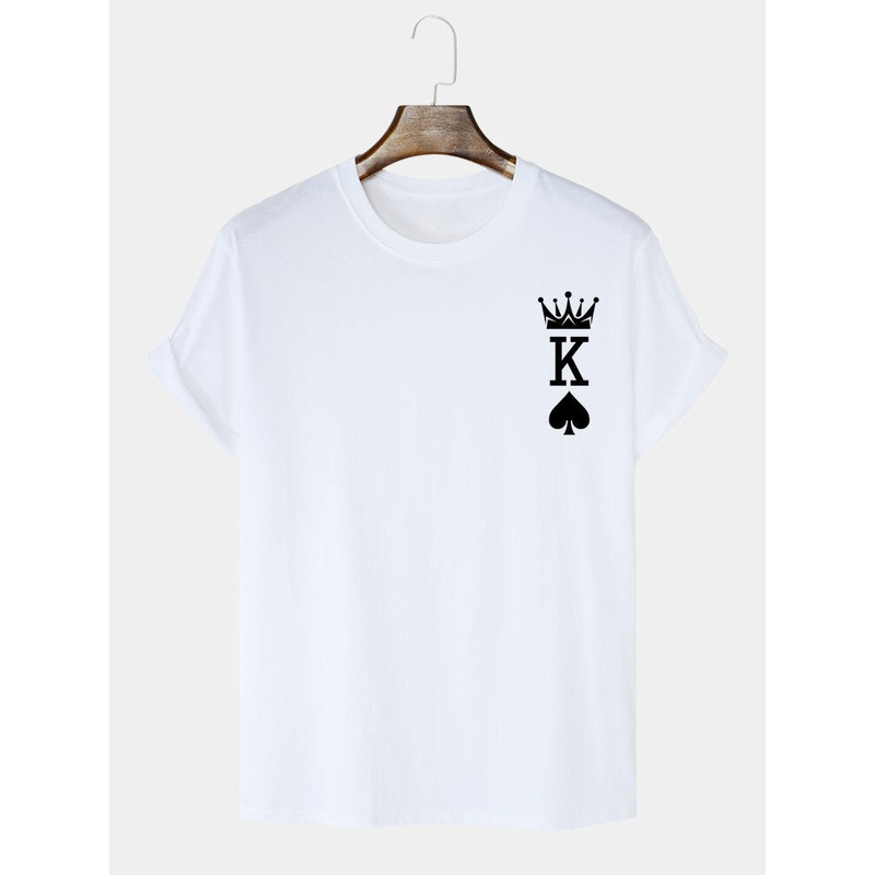 Mens 100% Cotton Crown King Of Spades Poker Print T-Shirts