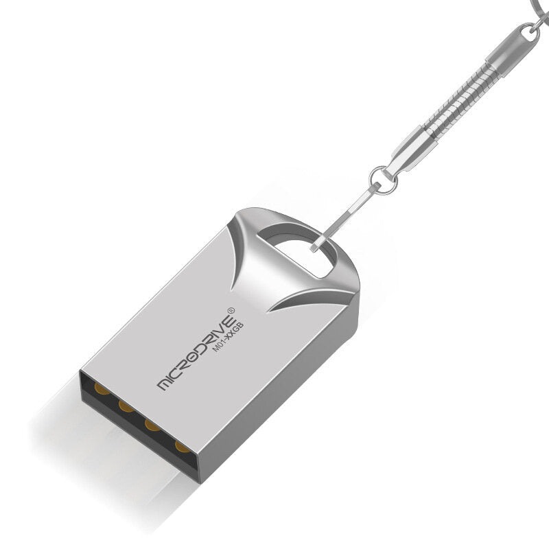 MicroDrive USB 2.0 Mini USB Metal U Disk 16GB 32G 64GB 128GB Flash Drive Waterproof USB Stick Pendrive High Speed Flash Disk with Metal Key chain