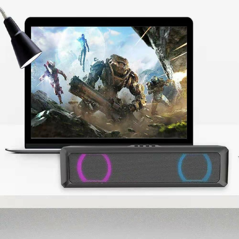 BAJEAL A4 RGB LED Light bluetooth Speaker Wired Sound Bar with USB Soundbar Desktop Soundbar Speaker for PC Cellphone