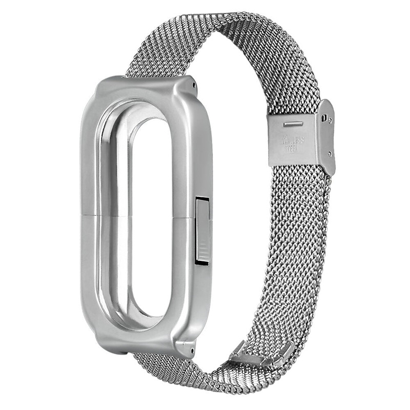 Bakeey Anti-lost Design Mesh Stainless Steel Watch Band for Xiaomi Miband 3 Non-original