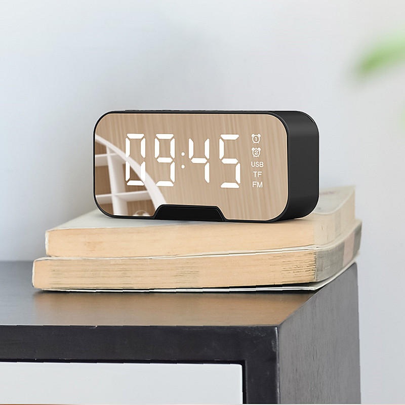 Bakeey G10 Mirror Clock Wireless bluetooth Subwoofer Speaker with Mic Support FM Radio TF Card