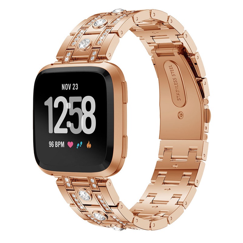 Bakeey H-type Diamond Stainless Steel Watch Band for Fitbit versa Smart Watch