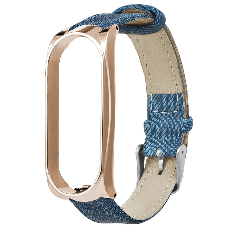 Bakeey Metal Case Leather Strap Watch Band Replacement Watch Strap for Xiaomi Mi band 3 Non-original