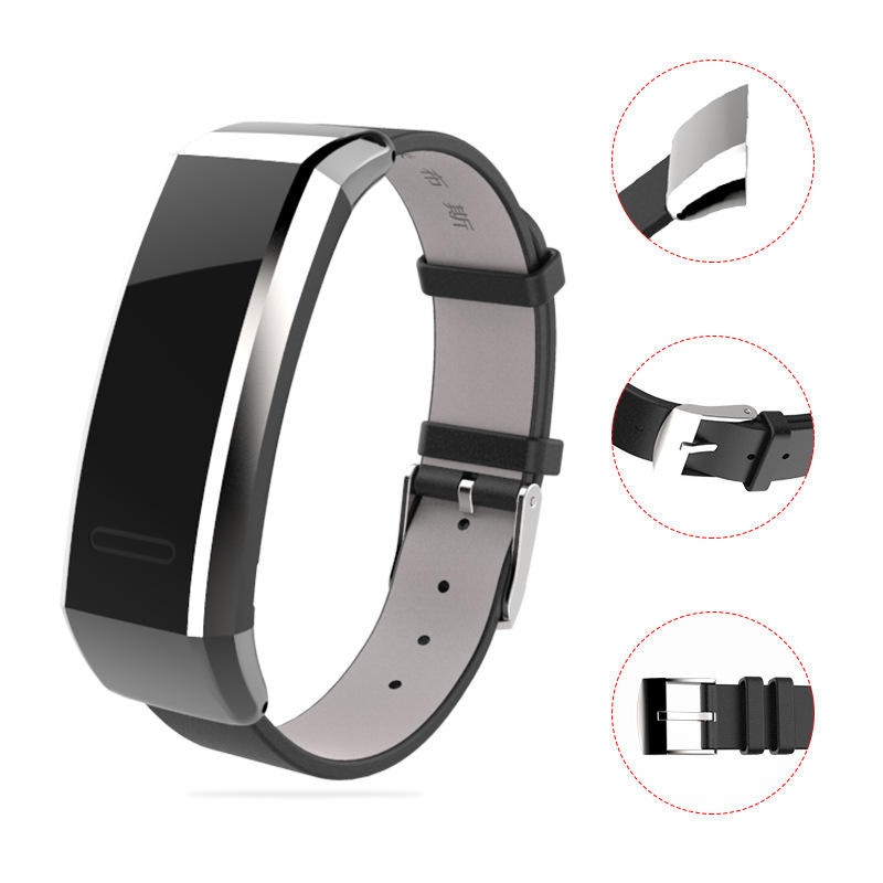 Mijobs Leather Watch Strap Replacement Watch Band for Huawei Band 2 Pro B29 B19