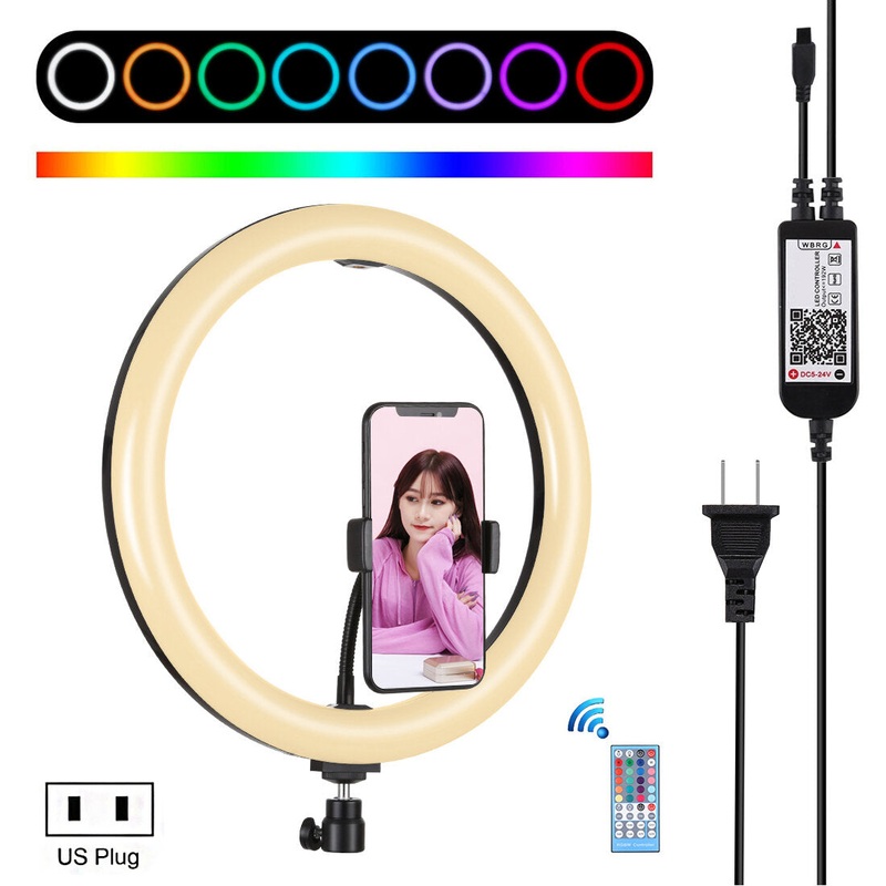 PULUZ PU411 12 Inch 6000-6500k Dimmable LED RGB Video Ring Light with Remote Control for Selfie Vlog Tik Tok Youtube Live Streaming