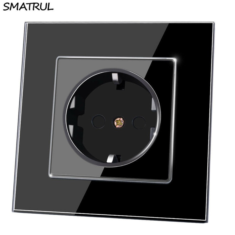 SMATRUL YB-B2006 Type 86 16A Wall Socket European Standard Household Glass Panel Power Socket