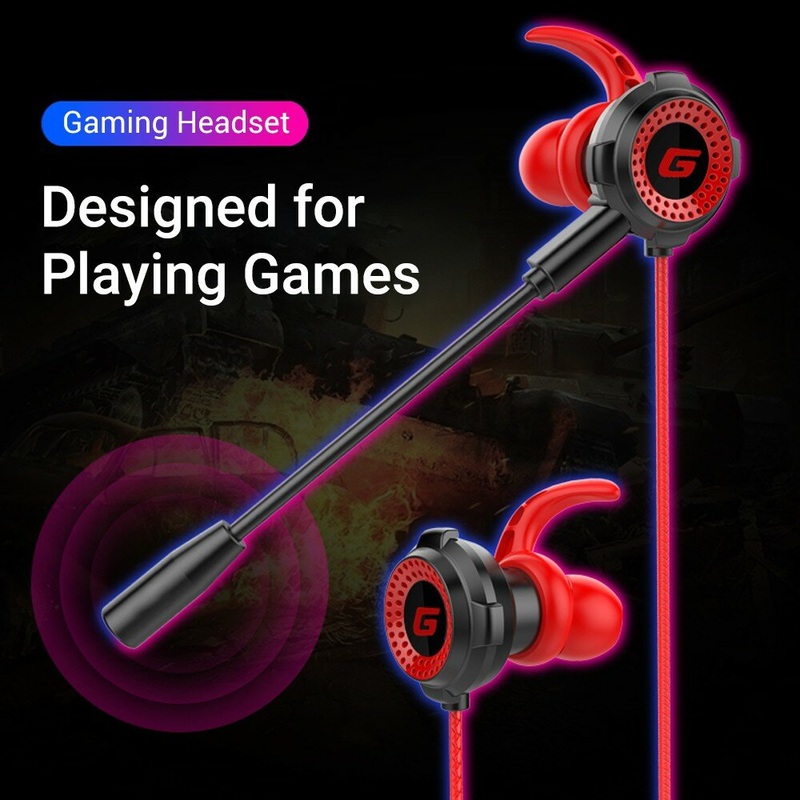 TOPK F36 Wired Earphone Super Bass Stereo Dynamic Headphones 3.5mm Gaming Sports In-Ear Headset with Detachable Mic