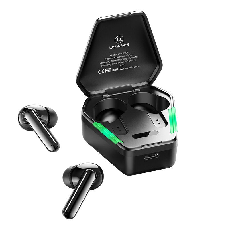 USAMS JY01 TWS bluetooth 5.0 Headphones Waterproof Wireless Earphones Gaming 3D Stereo Surround Sound Earbuds with Mic