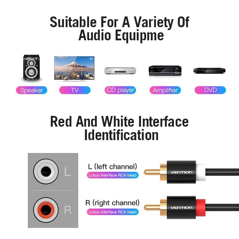 Vention BCM 2RCA to 2RCA Audio Cable Male to Male RCA to RCA to 1m 2m 3m RCA Cable for Home Theater DVD