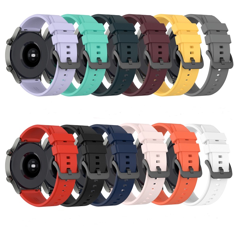 Bakeey 22mm Multi-color Silicone Black Steel Buckle Replacement Strap Smart Watch Band For Huawei Watch GT2 Pro
