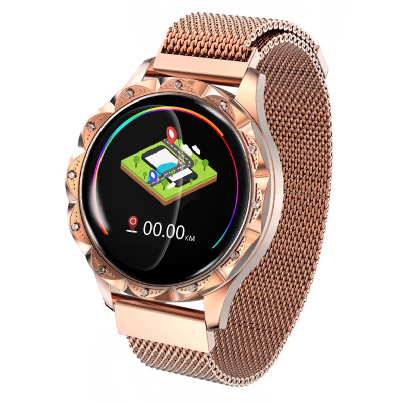 Bakeey D18 Milanese Strap Physiological Cycle Blood Pressure Monitor Multiple Sports Mode Fashion Smart Watch