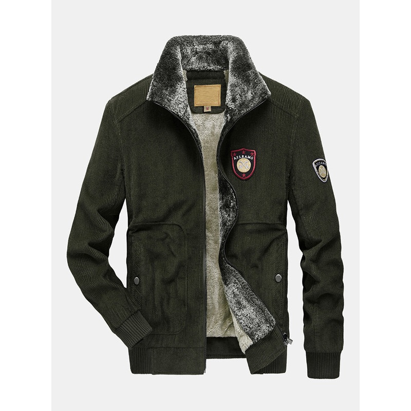 Mens Corduroy Vintage Thickened Warm Long Sleeve Loose Casual Coats