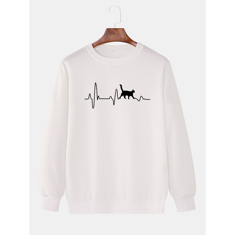 Mens Design Car Print Drop Shoulder Long Sleeve Cotton Loose Sweatshirts