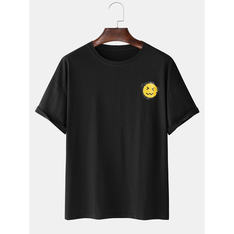 Cartoon Face Print Cute Pattern Cotton Casual Short Sleeve T-Shirts
