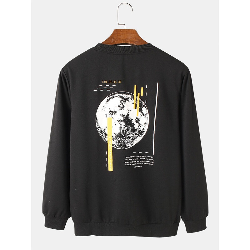 Mens Back Earth Text Graphic 100% Cotton Overhead Sweatshirts