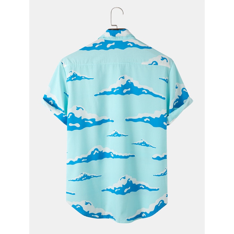 Mens Casual Cloud Print Shirts