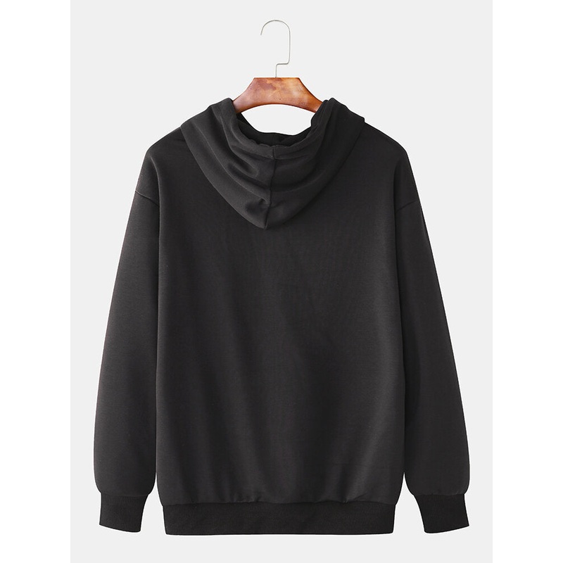 Mens Cotton Guitar Print Drop Sleeve Plain Drawstring Hoodies