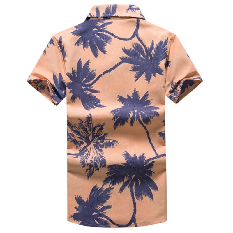 Mens Hawaiian Style 3D Coconut Printing Summer Turn Down Collar Beach Casual Shirts