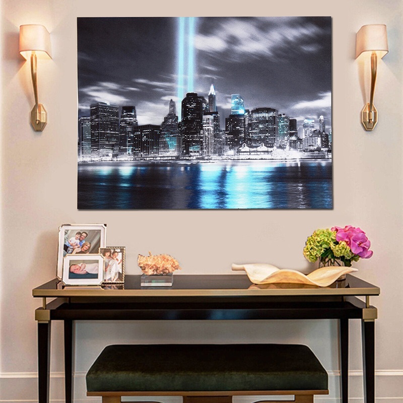 1 Piece Canvas Print Painting New York Manhattan Skyline Wall Decorative Print Art Pictures Frameless Wall Hanging Decorations for Home Office