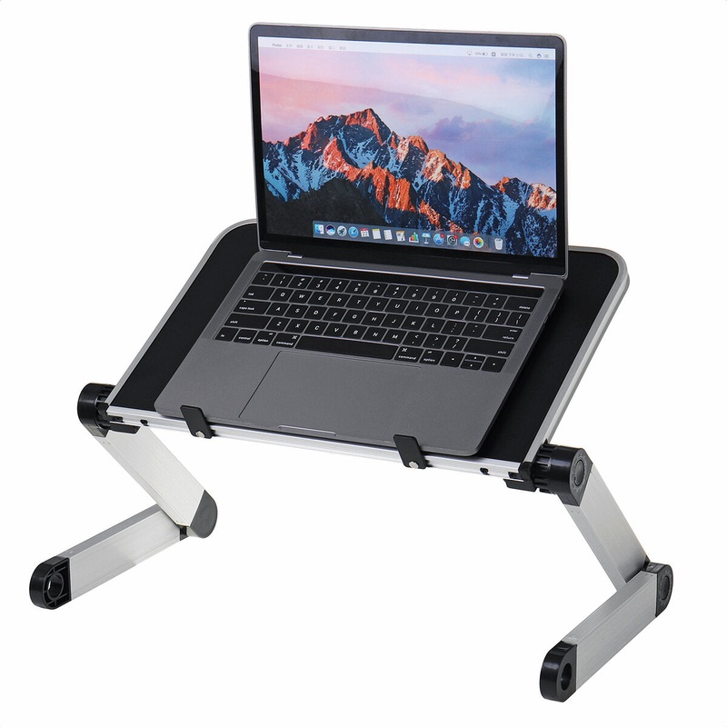40*26cm Enlarge Foldable with Cooling Fan Hole Aluminum Laptop Computer Desk Table TV Bed Computer Mackbook Desktop Holder