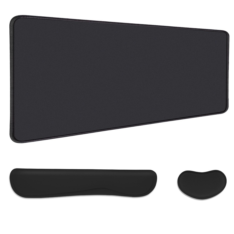 AtailorBird Gaming Mouse Pad Durable Stitched Edges Cloth Desk Mat & Ergonomic Memory Foam Filled Wrist Rest Set for Keyboard and Mouse Non-Slip Rubber Base for Computer
