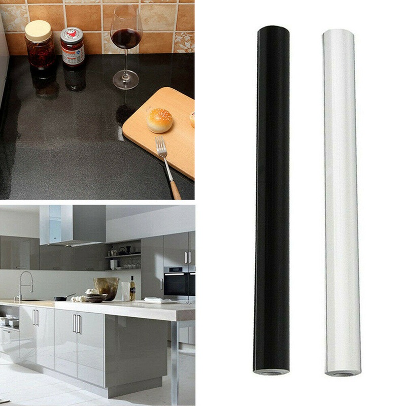DIY Decorative Film Gloss Wall Stickers Kitchen Cabinet Cupboard Wardrobe Covering Self-adhesive Wall Paper Furniture Renovation Stickers