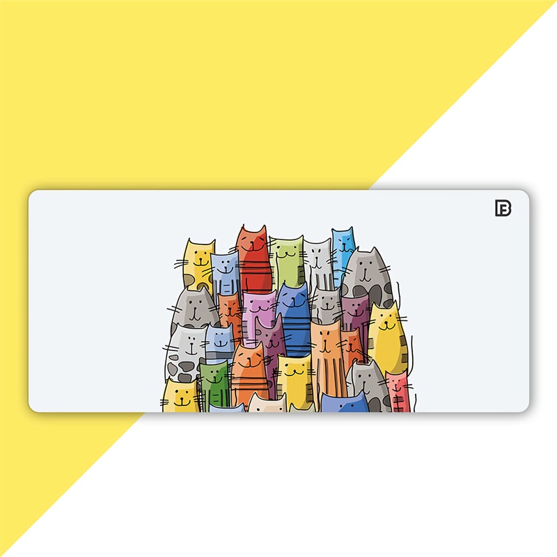 FBB Extra Large Mouse Pad Cats/Painting/Clock/Flower Anti-slip Rubber Gaming Keyboard Pad 900*400*4mm Desktop Table Protective Mat for Home Office