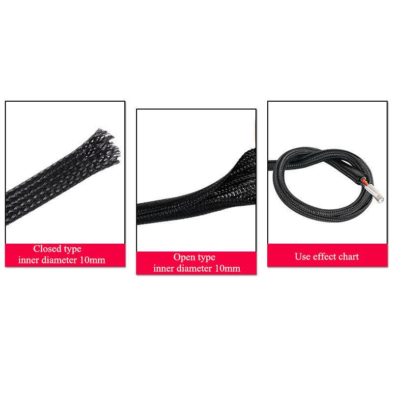 KINGROON 1M Length Flame-retardant Nylon Braided Mesh Tube PET Snakeskin Telescopic Mesh Tube Machine Wire Protection Tube 10mm