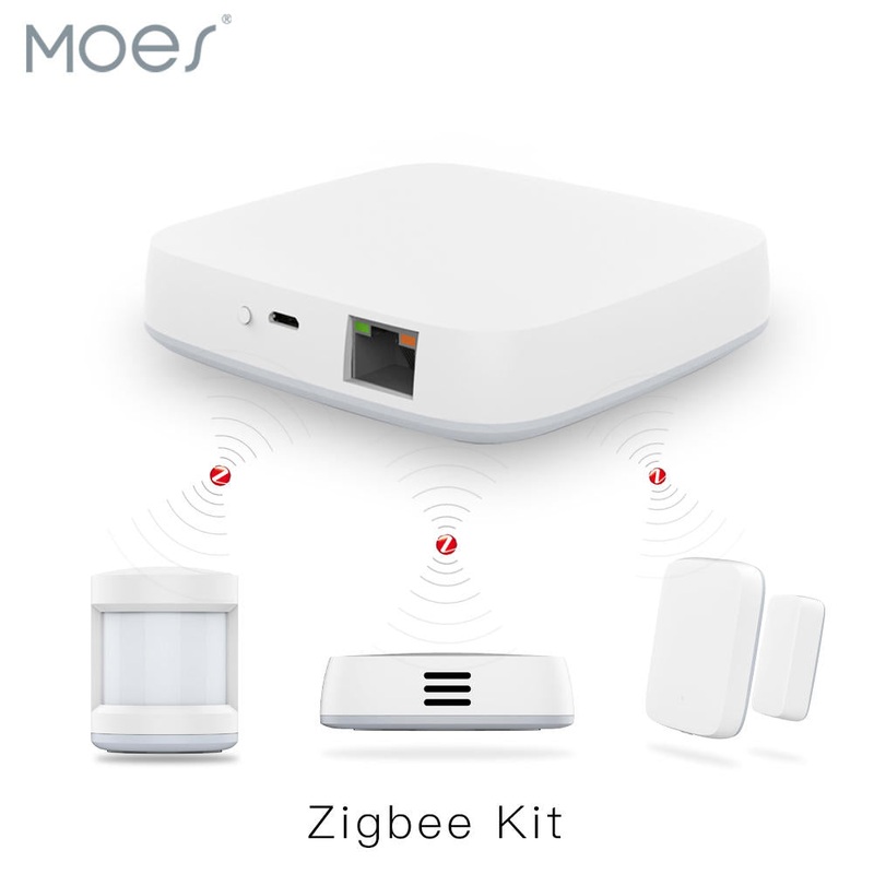 MoesHouse Tuya Zig-B Kit Smart Gateway Hub PIR Door Window Temperature Humidity Sensor Smart Home Automation Scene Security Alarm Kit