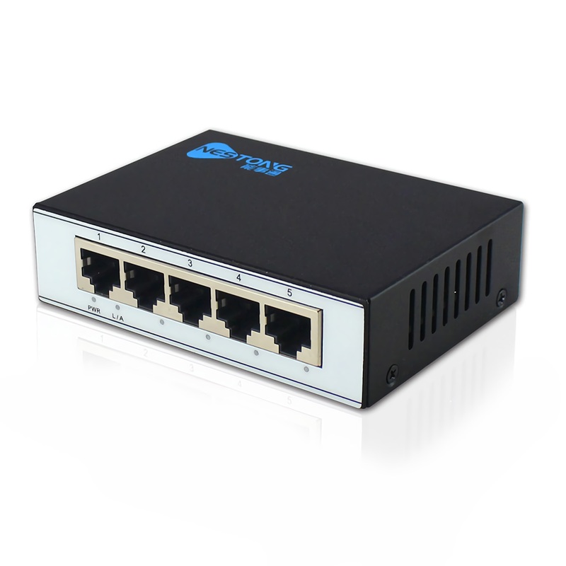 NESTONG NST-BZ-511 5 Ports 100M Network Switch Mini Ethernet Switch Metal Network Hub Splitter for Monitor Camera