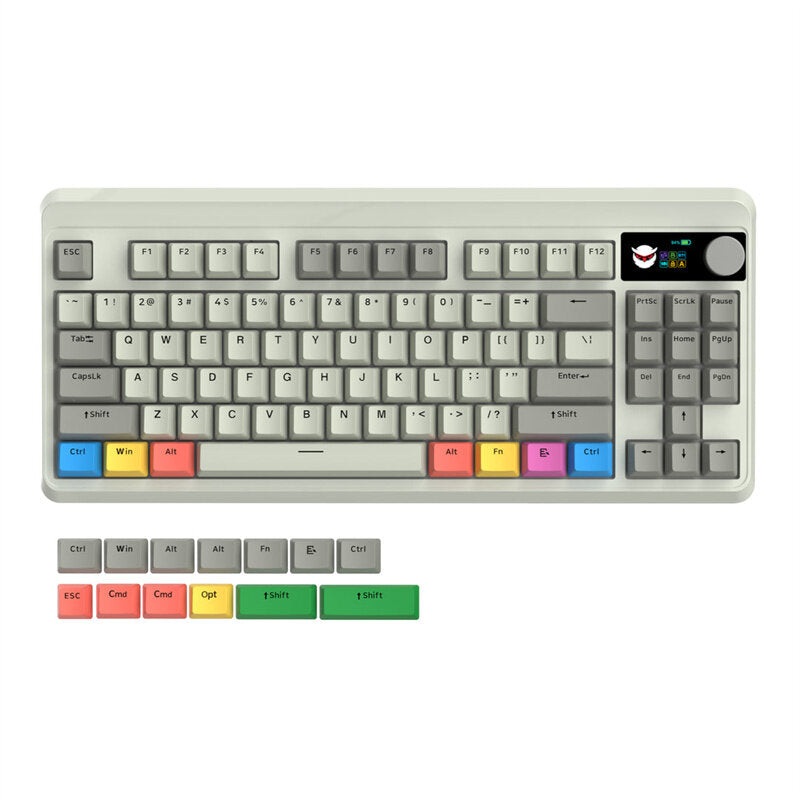 XVX M87 Pro 87 Keys Tri-mode OLED Display Mechanical Gaming Keyboard Hot Swappable PBT Dye Sublimation Keycaps Outemu White Pre-lubed Linear Switch RGB bluetooth/2.4GHz Wireless/Type-C 75% Layout Gaming Keyboard