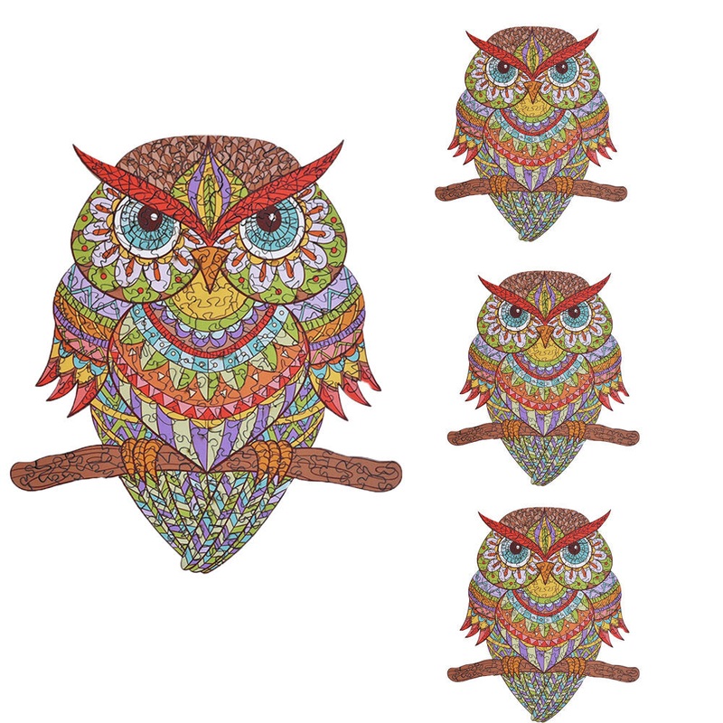 A3/A4/A5 Wooden Color Owl Pattern Puzzle Colorful Mysterious Charming Early Education Puzzle Art Toys Gifts for Childrens Adults