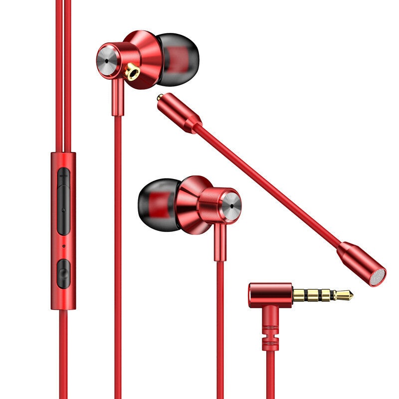 Bakeey Gamer Headset 3.5mm Jack Wired Earbuds Sports Gaming Earphone Stereo Metal Earbuds with Detachable Mic for Phone PC