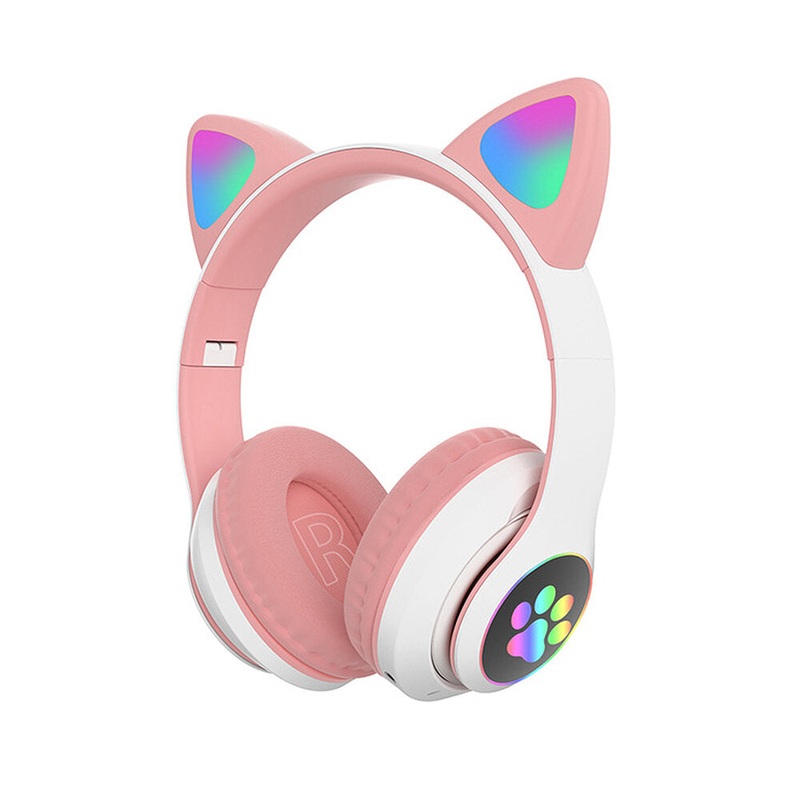 Bakeey STN-28 Wireless bluetooth Headphones Cute Kids Headset HIFI Bass FM Radio TF Card AUX-In RGB Luminous Foldable Cute Cat Ear Headset with Mic
