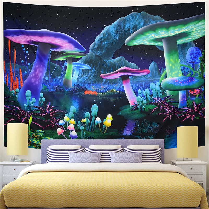 Ins Retro Magic Mushroom Tapestry Polyester Large Size Backdrop Wall Cloth for Bedroom Dorm Chamber Home Decoration Supplies