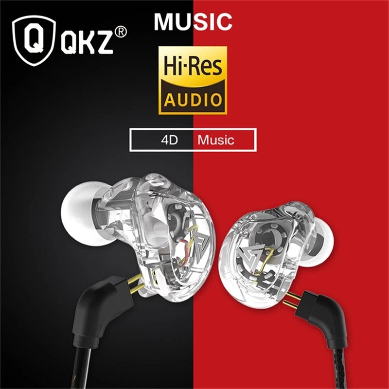 QKZ VK1 Wired Earphone HIFI Bass 11MM Dual Dynamic Earbuds 3.5MM In-Ear DJ Monito Running Sports Headset with HD Mic