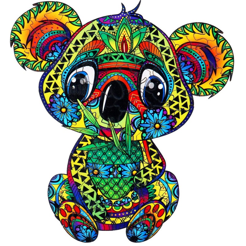 S/M/L DIY Wooden Koala Puzzle Cartoon Unique Shape Pieces Gift Educational Game Building Block for Adults Kids Toy