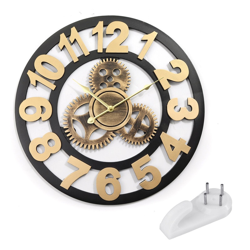 18/20inch Industrial Gears Wall Clock Retro Vintage Age Style Art Decorative