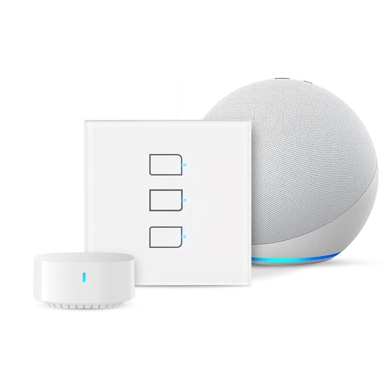 BroadLink TC3 Smart Light Touch Switch EU/UK/US Standard 1/2/3 Gang With Two Way Control / APP Remote Control / Timer-Function / Voice Control Work with S3 Hub Compatible With Aleax Google Assistant