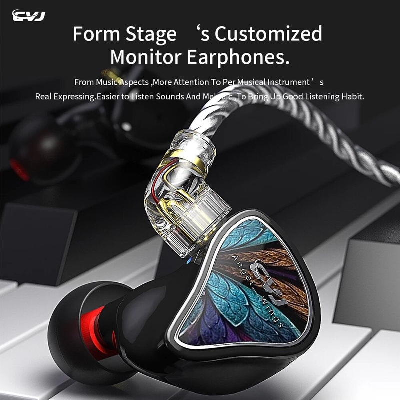 CVJ Angel Wing 3.5mm Wired Earphones Electrostatic Dynamic Balanced HiFi Monitor Sport Music Earphone Headphones